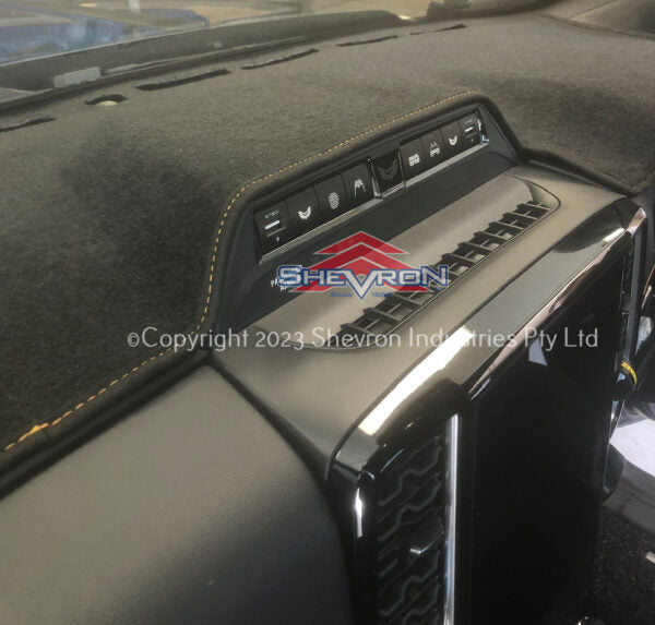 Shevron Dash Mate Dashboard Covers Orange Stitching with Stedi Fascia allowance  - Ford Ranger Wildtrak & Raptor 06/2022+/Everest 05/22 + - Black