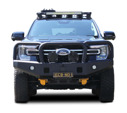 ECB Ford Everest & Ford Ranger Wildtrak Triple Hoop Winch Bullbar 06/2022 on Silver Hammertone