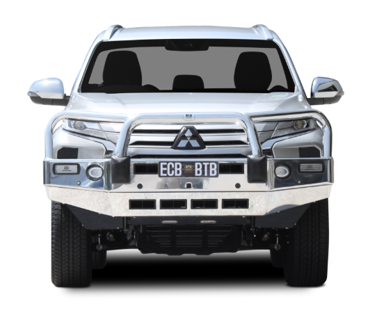 ECB Mitsubishi Pajero Sport Exceed Bullbar with Bumper Lights (11/19 to 03/24) Silver Hammertone